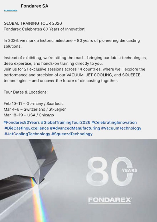 10/30/2025 Fondarex turns 80! – Global training tour 2026