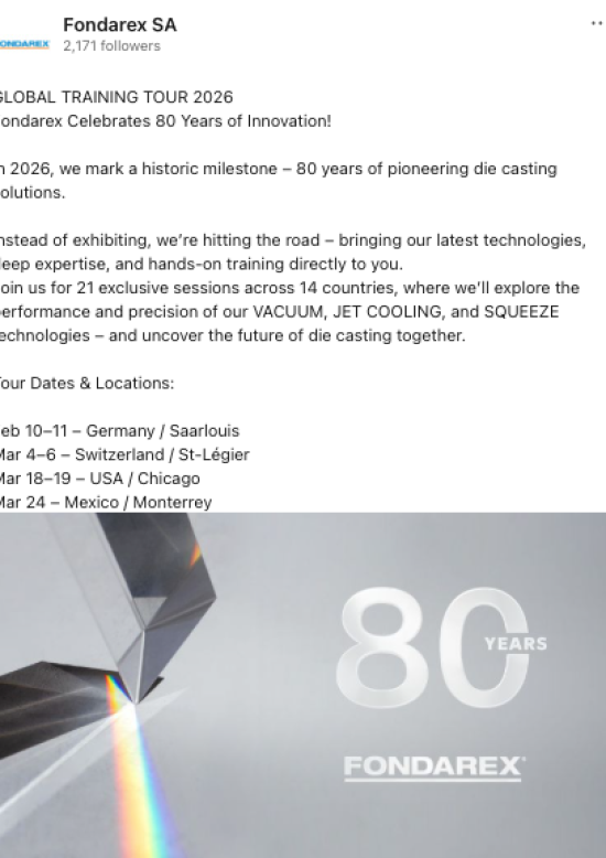 10/30/2025 Fondarex turns 80! – Global training tour 2026