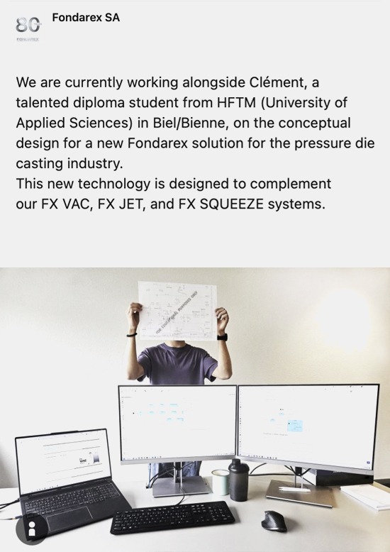 5/6/2026 Clément, diploma student from HFTM, co-develops new Fondarex solution